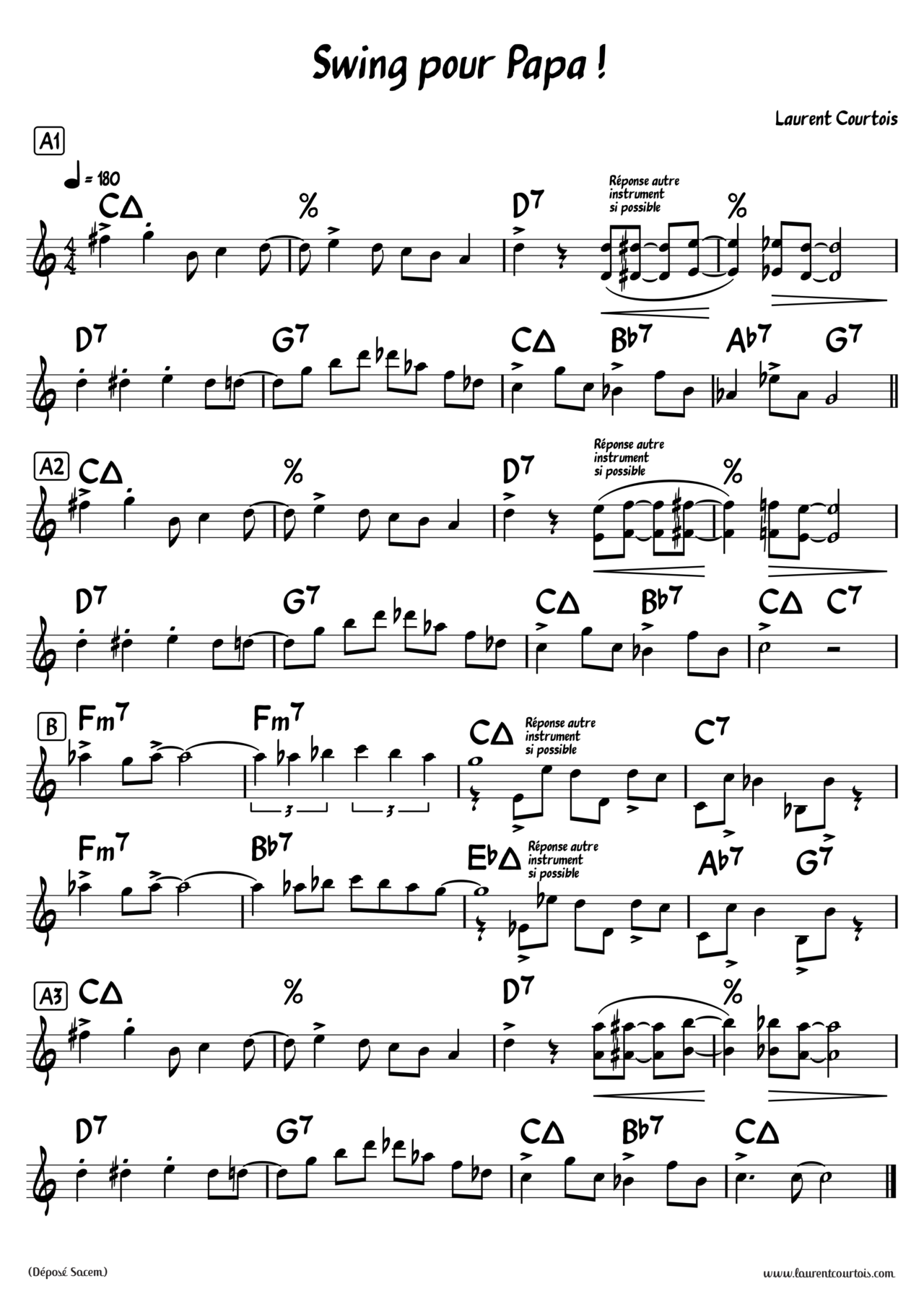 Nouvelle partition en ligne “Swing pour Papa”